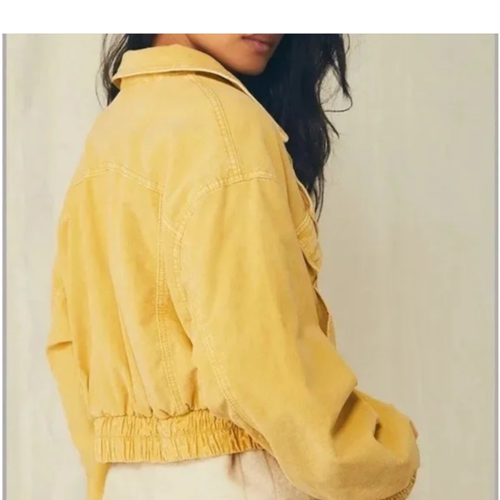 We The Free Yellow Bomber Jacket Cropped Style